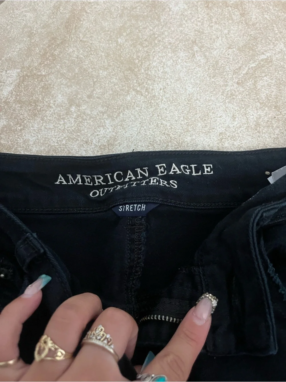 American Eagle Outfitters Black Distressed Denim Cutoff Shorts